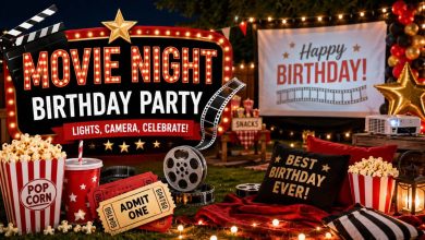 Movie Night Birthday Party: 17 Brilliant Ideas for an Unforgettable Cinema-Themed Celebration 14 Outdoor movie night birthday party setup with projector and cozy seating