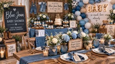 Blue Jean Baby Shower Theme: 25+ Charming Ideas for a Sweet, Stylish Celebration 17 Blue Jean Baby Shower Theme with denim inspired table decorations, blue florals, baby shower centerpieces, rustic accents, and charming celebration details.